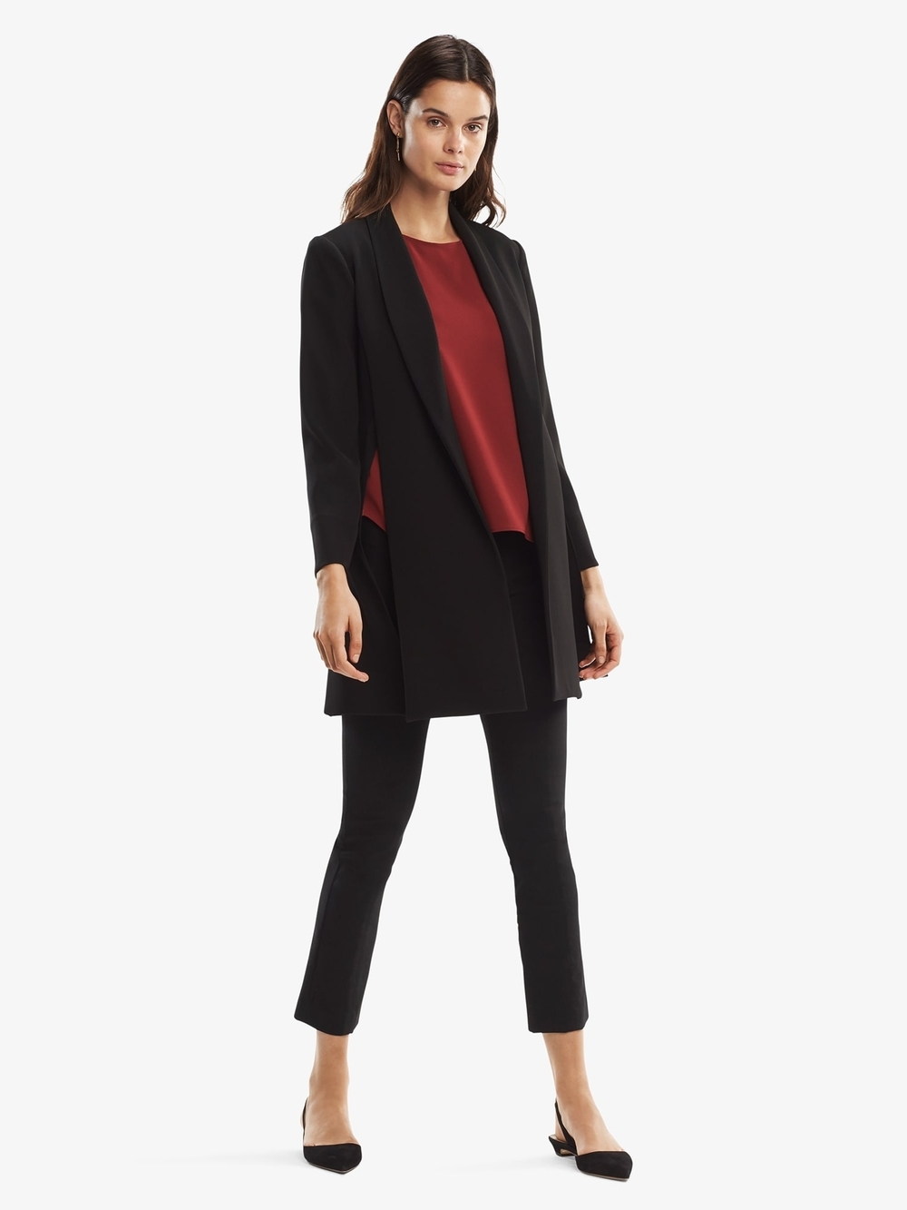 MM. LaFleur Chic Black Open Front Blazer Sz S